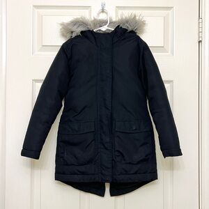 Girls Old Navy Black Sherpa Lined Hooded Puffer Coat Size 6-7 Small